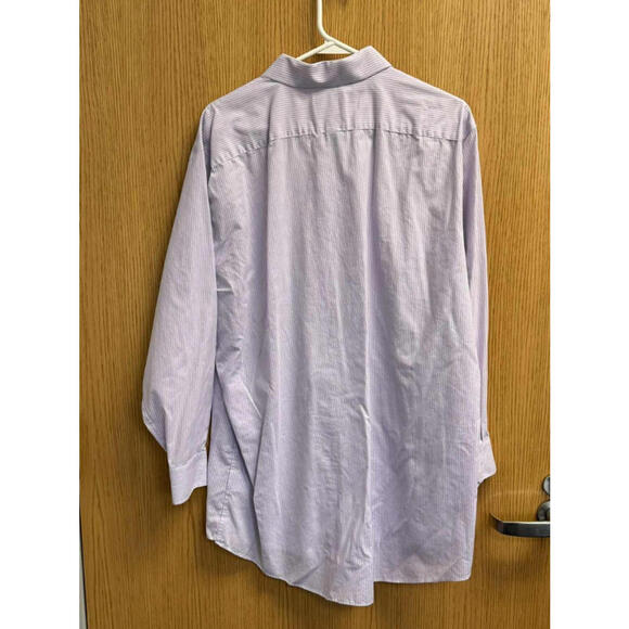 TAILORED CULTURE STAFFORD Men's Striped Purple Long Sleeve Button Size 17 32/33 - Picture 2 of 7